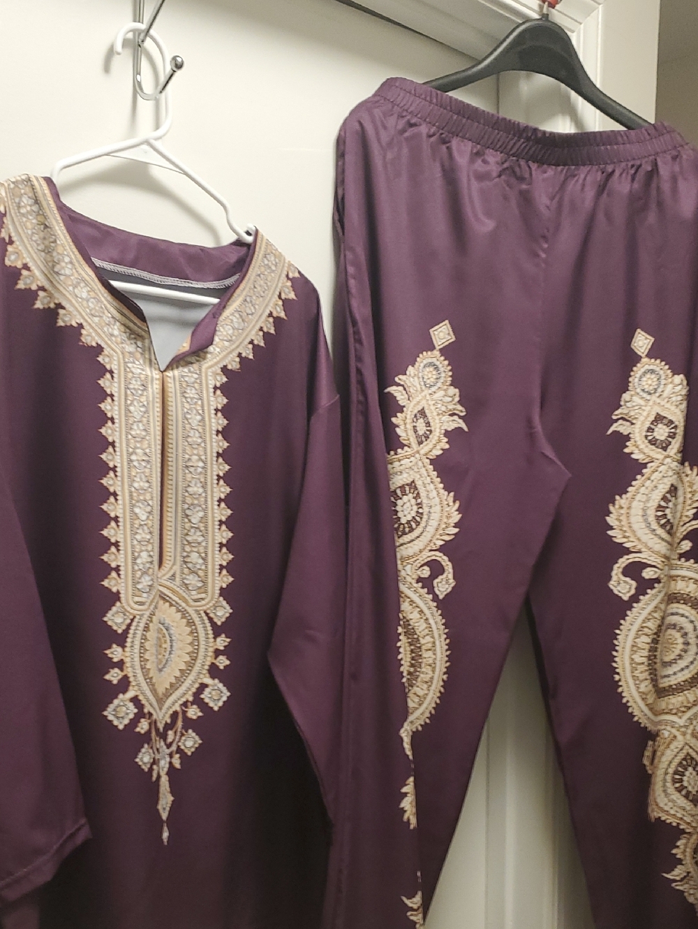 PrettyLittleThing Purple Embroidered Straight Leg Pants & Tunic Set